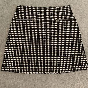Loft Black White Patterned Skirt Zippered Pockets Textured Elastic Waist Women S